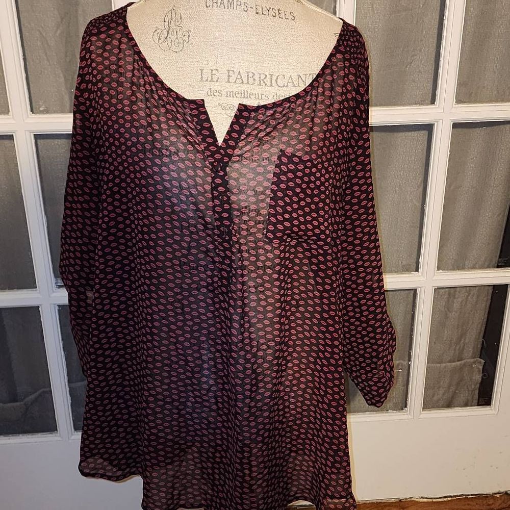 Torrid Sheer Black and Red Blouse